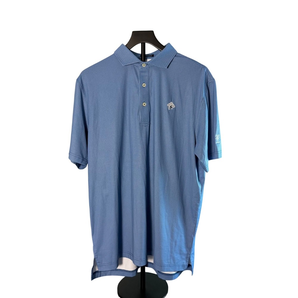Turtleson Mens Blue Geometric Performance Golf Polo Shirt Storm‎ Cloud Logo XL